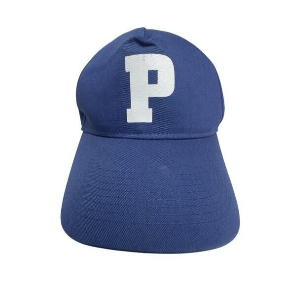 Vtg Initial Screenprinted P Hat Cap Snapback 90s Baseball Blue White Unisex Paul - Picture 10 of 11